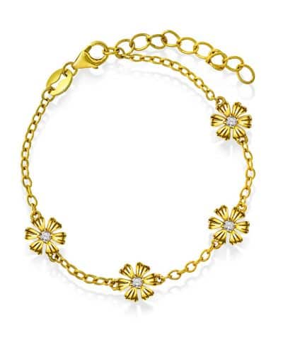 Armbånd i sølv med zirkonia blomst