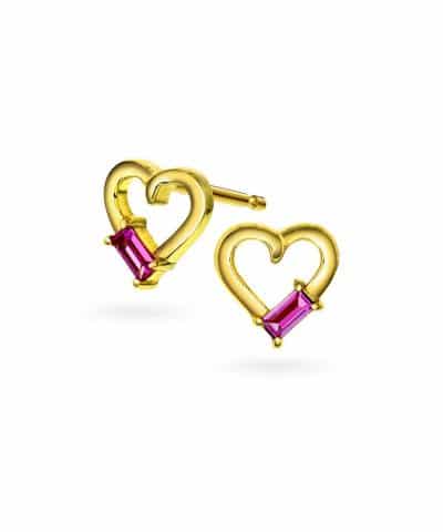 Øredobber i sølv med rosa zirkonia