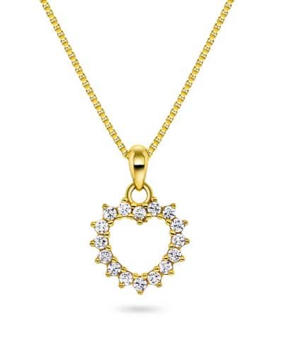 Smykke i sølv med zirkonia hjerte