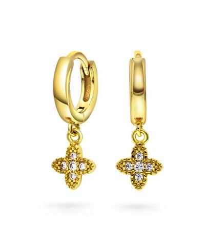 Øreringer i sølv med zirkonia blomst