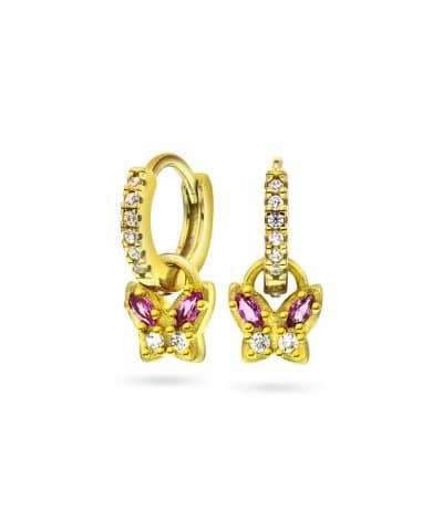 Øreringer i sølv med zirkonia sommerfugl