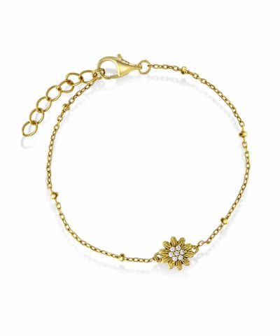 Armbånd i sølv med zirkonia blomst