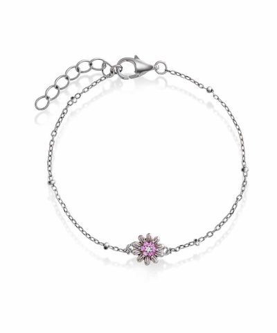 Armbånd i sølv med zirkonia blomst