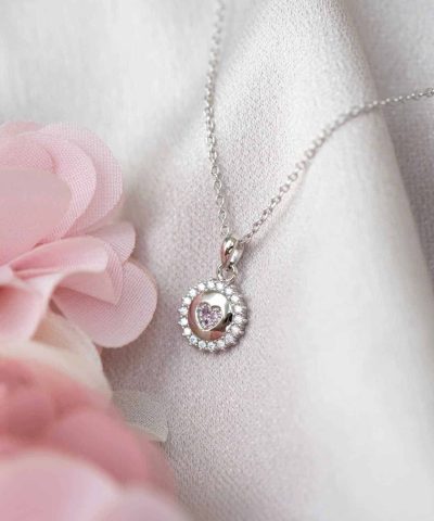 Alternative view of Smykke i sølv med rosa zirkonia