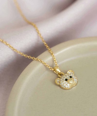 Alternative view of Smykke i sølv med zirkonia bamsehode