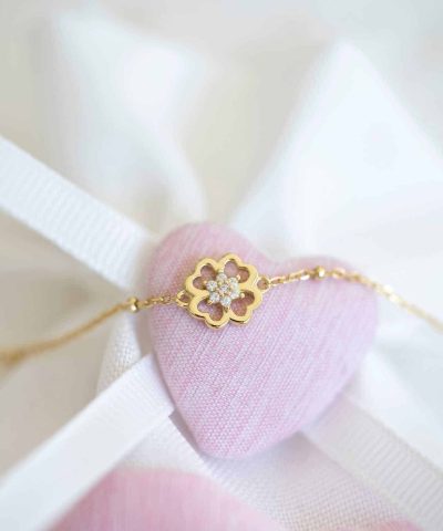 Alternative view of Armbånd i sølv med zirkonia firkløver