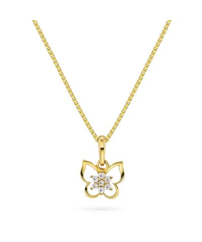 Smykke i gull med zirkonia sommerfugl