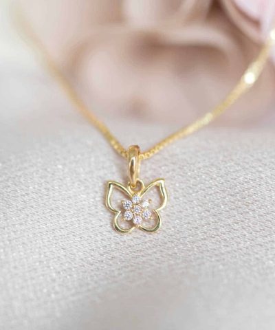 Alternative view of Smykke i gull med zirkonia sommerfugl