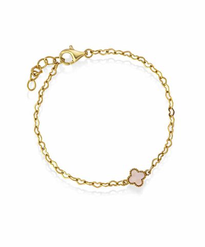 Armbånd i sølv med perlemor kløver