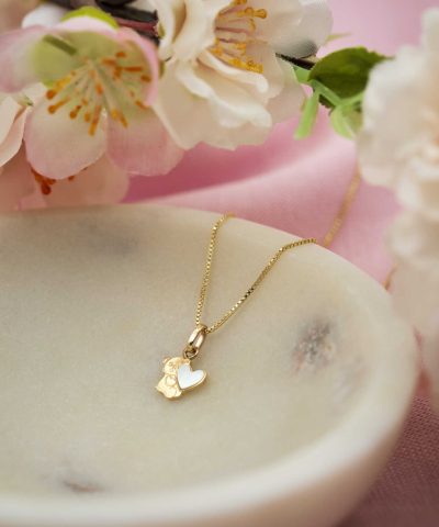 Alternative view of Smykke i gull med perlemor bamse