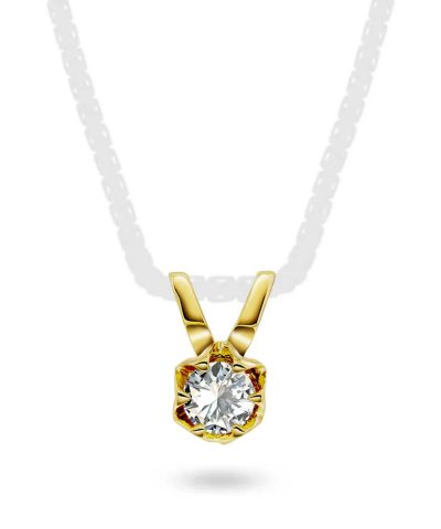 Tulipan anheng i gult gull med diamant 0,20 ct twsi