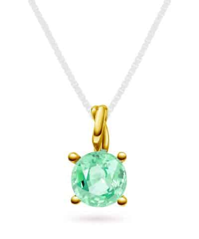 Anheng i gull med syntetisk krysolitt