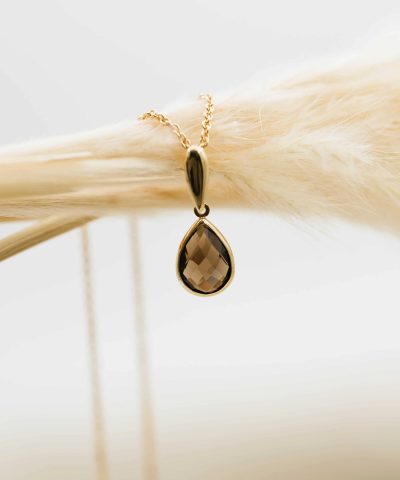Alternative view of Anheng i gult gull med røkkvarts dråpe