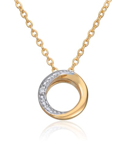 Sirkelanheng i gull med diamant