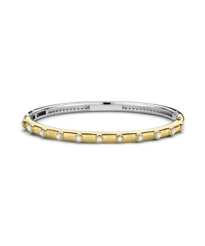 Ti Sento - Milano gold-plated silver bangle with mother of pearl doublets 2979MW