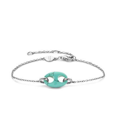 Ti Sento - Milano silver and turquoise coffee bean token bracelet 2982TQ