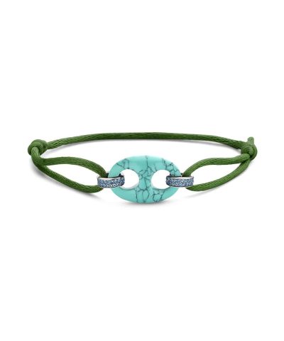 Ti Sento - Milano silver and silk cord bracelet 2984TQ with a turquoise coffee bean token