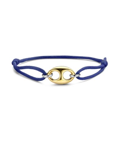 Ti Sento - Milano Milano blue silk cord bracelet 2986BY with a gold-plated coffee bean token
