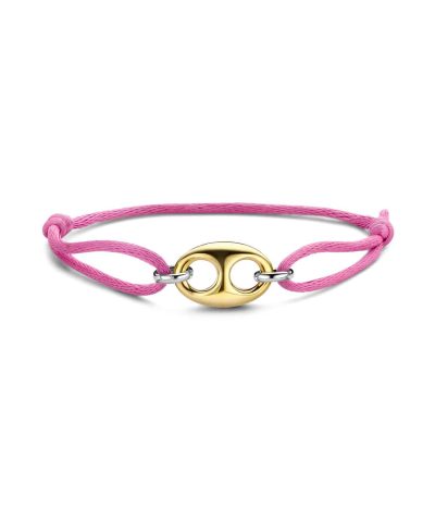 Ti Sento - Milano pink silk cord bracelet 2986PY with a gold-plated coffee bean token