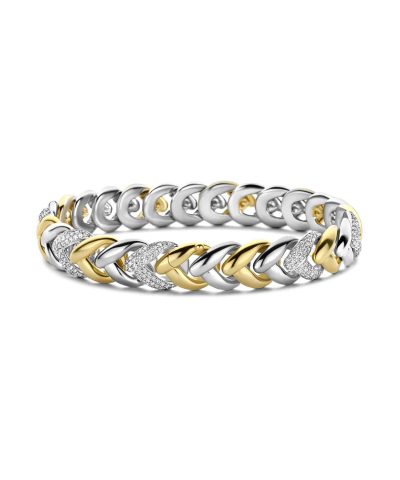 Ti Sento - Milano braided gold-plated silver bangle 2993ZY with zirconia