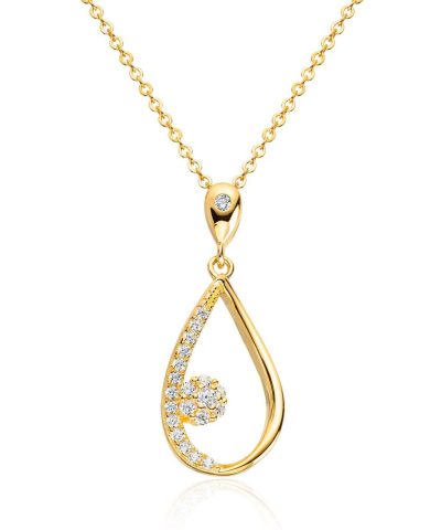 Anheng i forgylt sølv med zirkonia