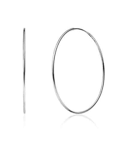 Øreringer i Rhodinert Sølv 1.2x50mm