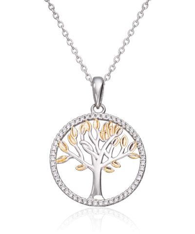 Anheng i forgylt og rhodinert sølv med zirkonia, Livets tre