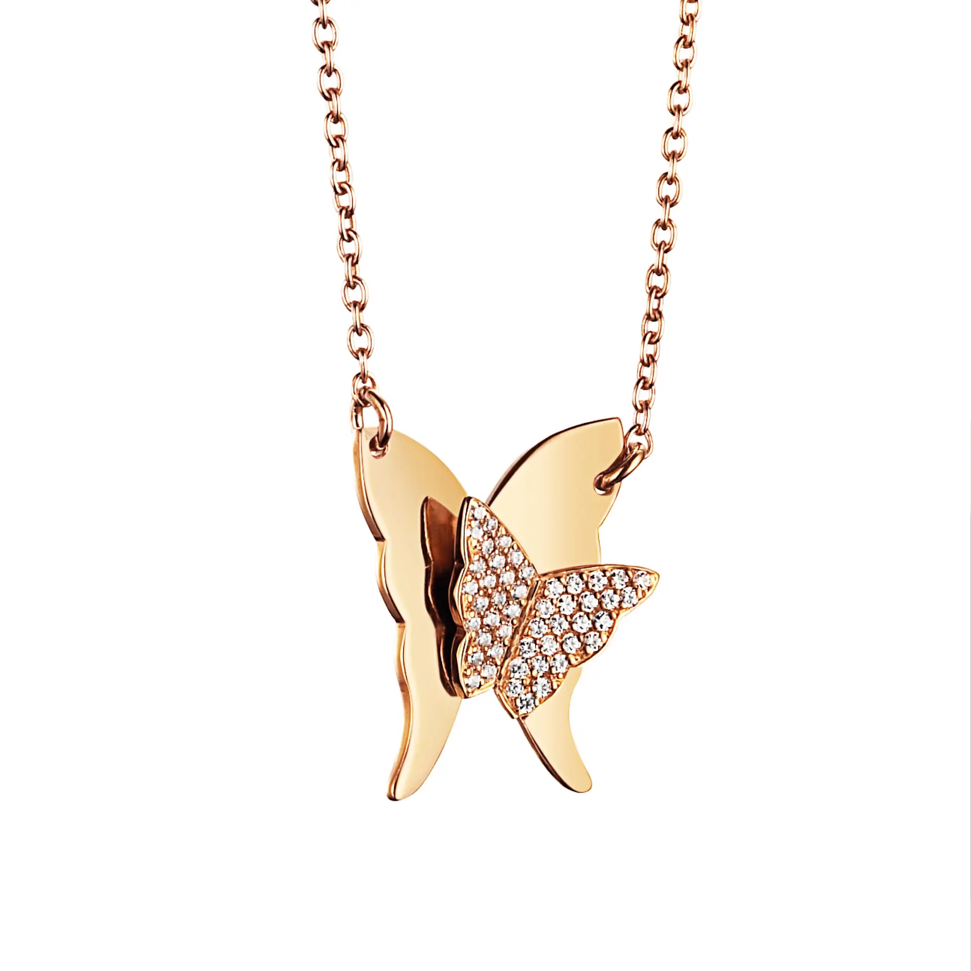 Produktbilde av Efva Attling Miss Butterfly & Stars Necklace laget med 18k gull og diamanter.