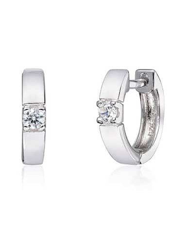 Øreringer i Rhodinert Sølv med Zirkonia 2.9x12.3mm