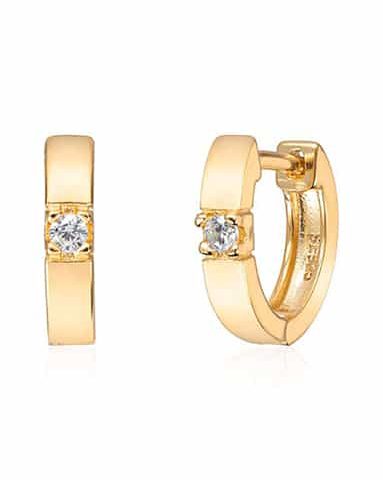 Øreringer i Forgylt Sølv med Zirkonia 2.9x12.3mm