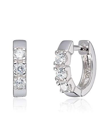 Øreringer i Rhodinert Sølv med Zirkonia 2.9x12.3mm