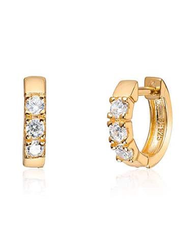 Øreringer i Forgylt Sølv med Zirkonia 2.9x12.3mm