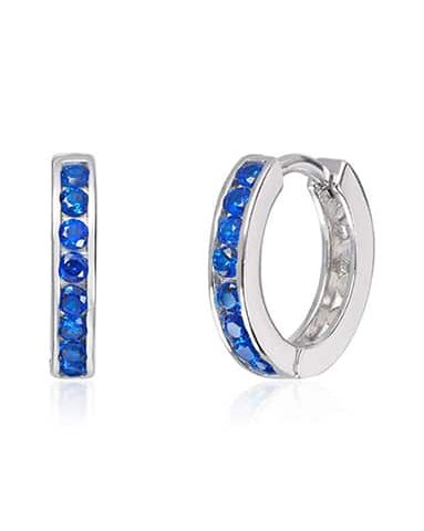 Øreringer i Rhodinert Sølv med blå Zirkonia 2.7mm