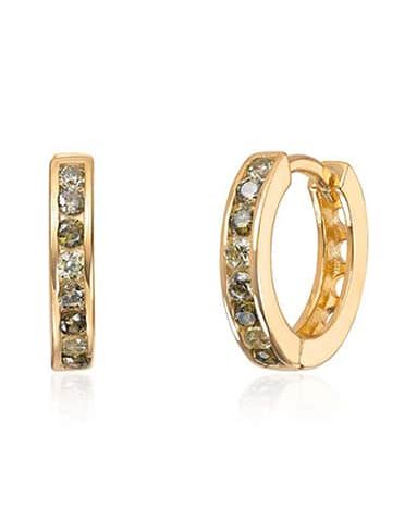 Øreringer i Forgylt Sølv med grønn Zirkonia 2.7mm