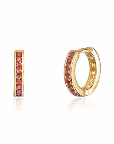 Øreringer i Forgylt Sølv med rød Zirkonia 2.7mm