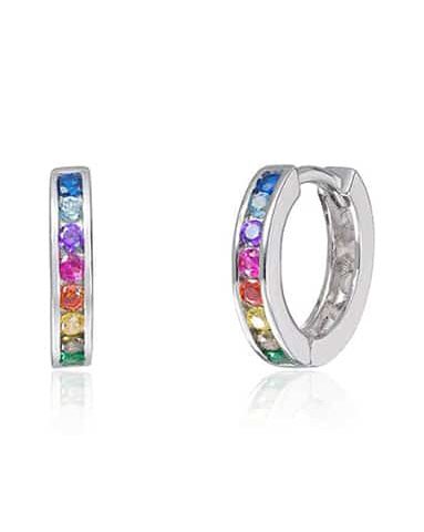 Øreringer i Rhodinert Sølv med flerfarget Zirkonia 2.7mm