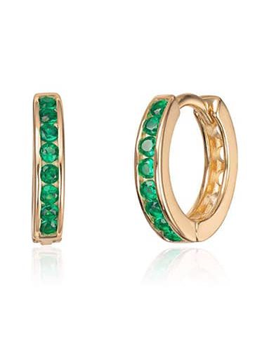 Øreringer i Forgylt Sølv med grønn Zirkonia 2.7mm