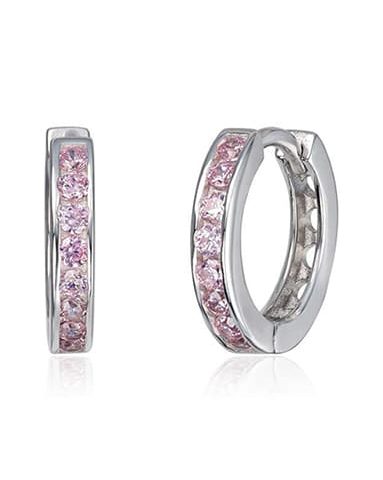 Øreringer i Rhodinert Sølv med rosa Zirkonia 2.7mm