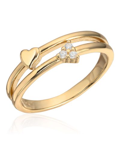 Dobbel ring i sølv med Zirkonia