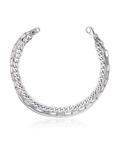 Armbånd med 3 lenker sølv 925 rhodinert