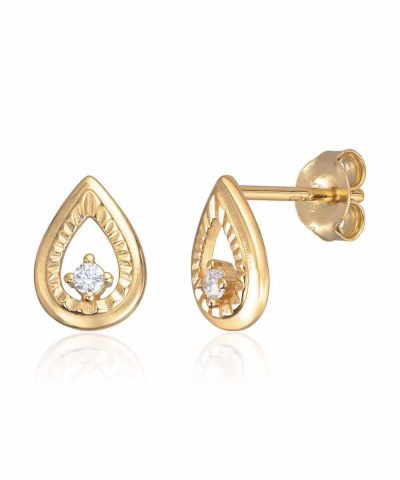 Ørepynt i forgylt sølv med zirkoner