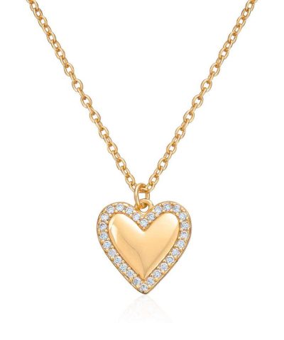 Kjede hjerte i forgylt sølv med Cz