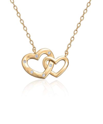 Kjede hjerte i forgylt sølv med Cz