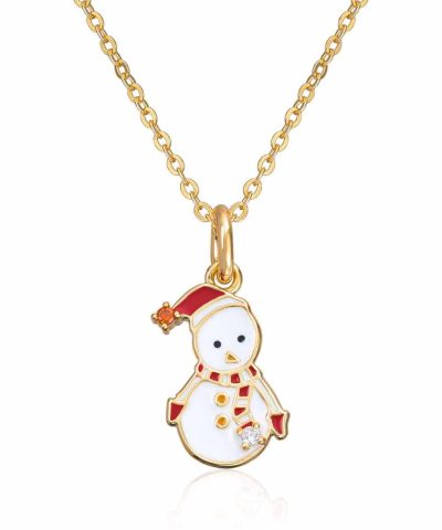 Anheng Snømann i sølv forgylt med cirkoner