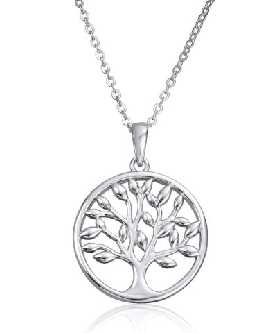 Anheng Livets tre i sølv rhodinert med cirkoner