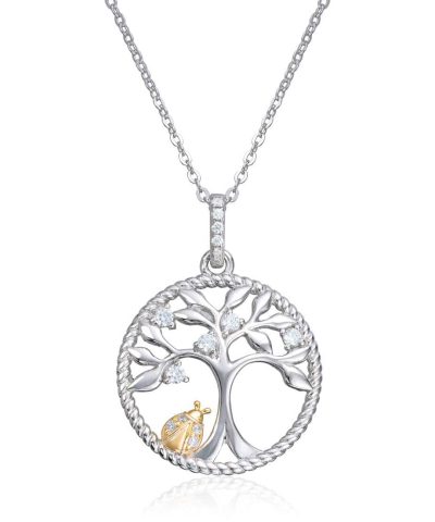 Anheng Livets tre i sølv rhodinert med cirkoner