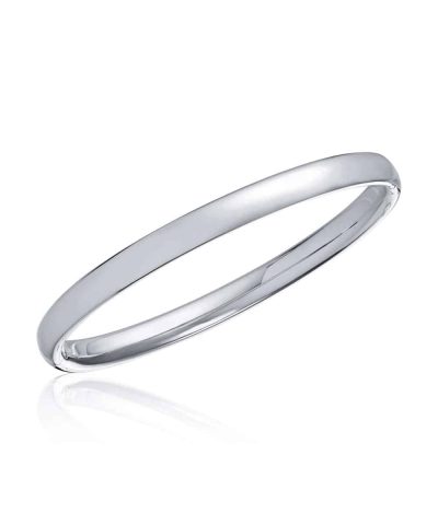 Armring buet profil med lås i sølv rhodinert