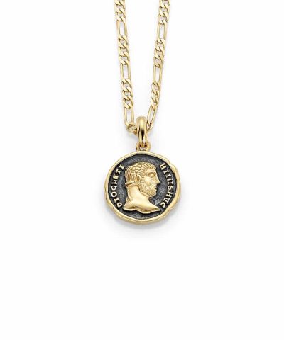 GD Mann Mynt Forgylt anheng i sølv med 50cm kjede