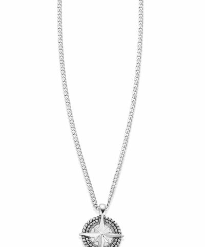 GD Mann Kompass Anheng i sølv med 50cm kjede