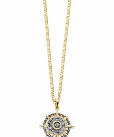 GD Mann Kompass Forgylt anheng i sølv med 50cm kjede